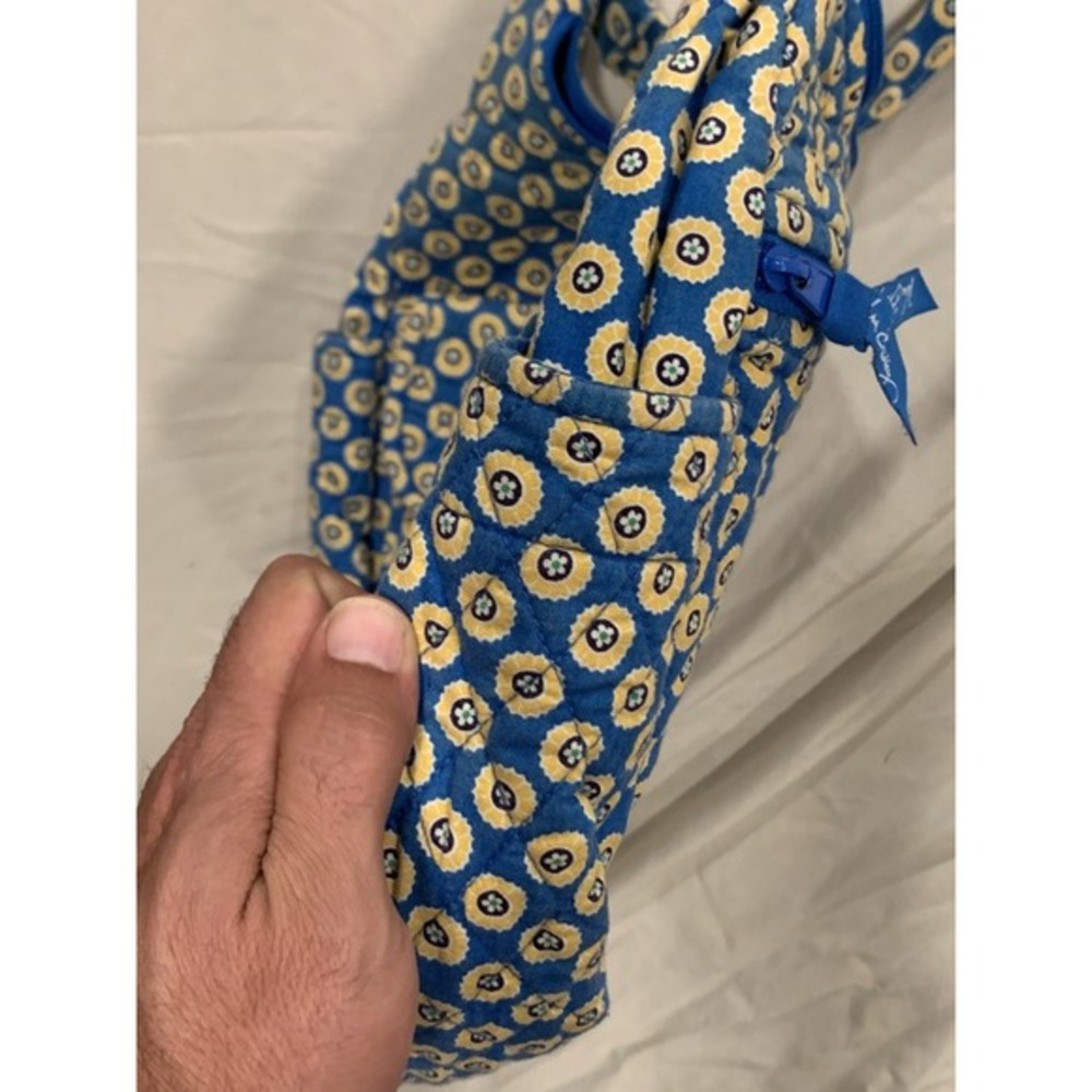 Vera Bradley Riviera Blue‎ Yellow Adjustable Strap Large Shoulder Bag - Picture 6 of 9